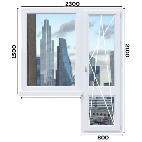 Балконный блок  2300 мм