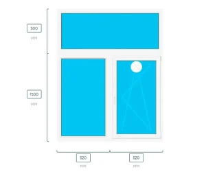 Окно 1040×2000 REHAU GRAZIO (Фурнитура ROTO NX), трехстворчатое, поворотно-откидное, правое