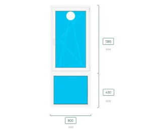 Окно 800×1815 REHAU GRAZIO (Фурнитура ROTO NX), двухстворчатое, поворотно-откидное, верхнее