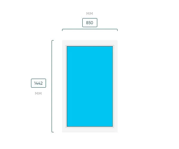 Окно 850×1442 IVAPER 62 (Фурнитура ROTO NX), одностворчатое, глухое