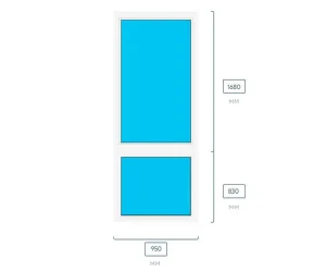Окно 950×2480 IVAPER 62 (Фурнитура ROTO NX), двухстворчатое, глухое